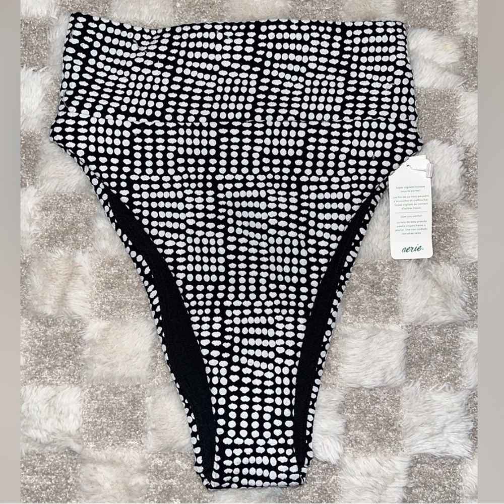 Aerie swim Black and White High-Waisted Bikini Bottom size XS